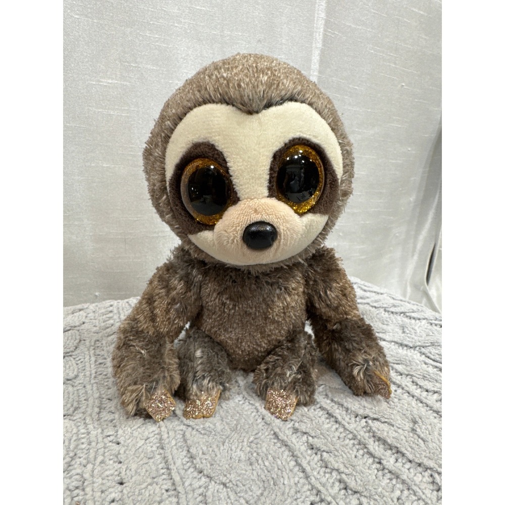 Ty Beanie Boos Dangler the Sloth Brown Plush Stuffed Animal Glitter Eyes 6 inch